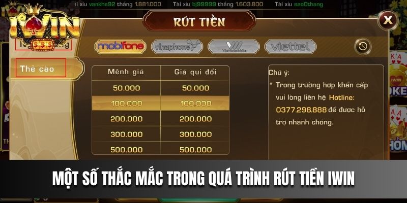 Một số thắc mắc trong quá trình rút tiền IWIN